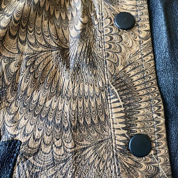 VTG 80 Compagnie‎ Whimsigoth Patchwork Midi Skirt Women S Black Leather ALTERED - Picture 6 of 11